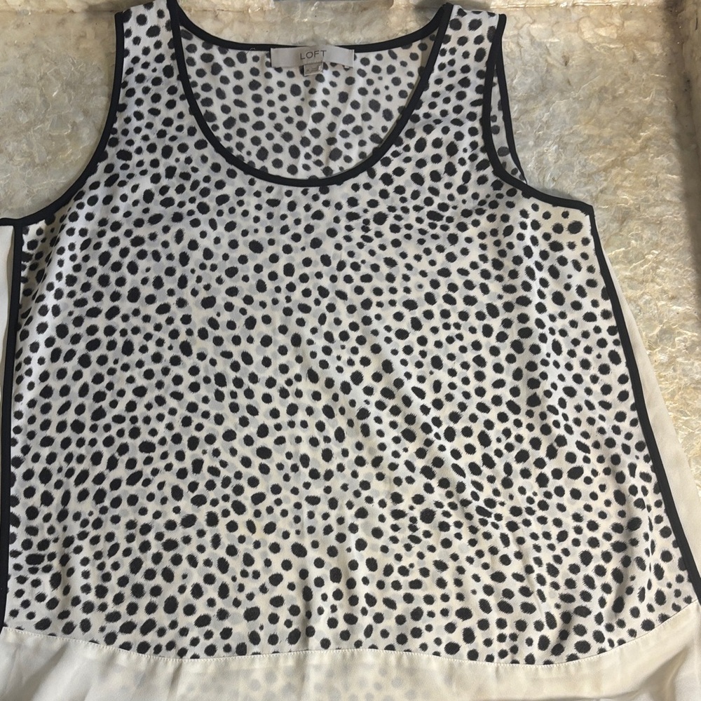 LOFT Black and White Spotted Tank Top